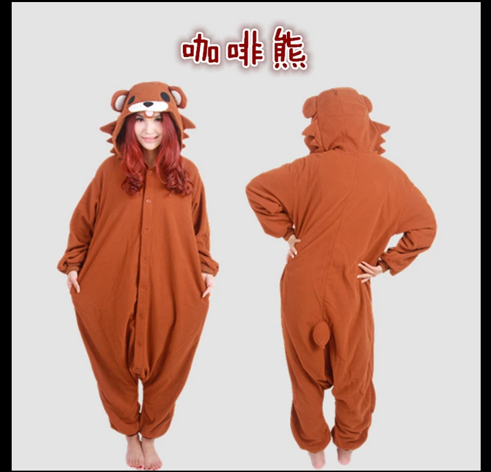 

New Arrival Animal Cosplay Costumes Coffee Bear Pajamas Unisex Ladys Style Cartoon Brown Bear Onesies