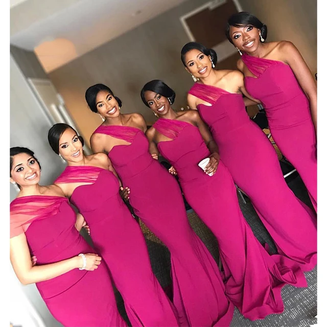 Special Price 2019 Sheath Bridesmaid Dresses Cheap One Shoulder Sweep Train Wedding Party Gowns Formal Gowns Maid Of Honor Dress Special Price 2019 Sheath Bridesmaid Dresses Cheap One Shoulder Sweep Train Wedding Party Gowns Formal Gowns Maid Of Honor Dress
