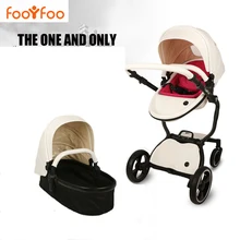 FooFoo Brand European Luxury PU Leather Baby Stroller High View Prams Folding Car Poussette Buggy Stroller with Sleeping Bags