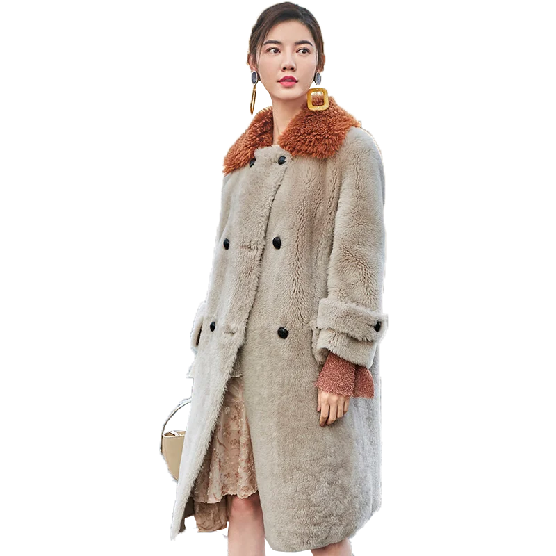 

Sheep Shearing Fur Coat Double-faced Fur Coat 2018 Fashion Winter Women Real Fur Coat Long Korean Wool Jacket Women Tops ZT289