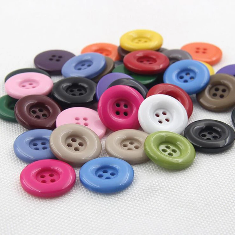 

Resin Buttons 4 Holes 18mm / 28mm Round Flatback Button for Clothing Sewing Supplies Home Handcraft DIY Craft 50 pcs/lot