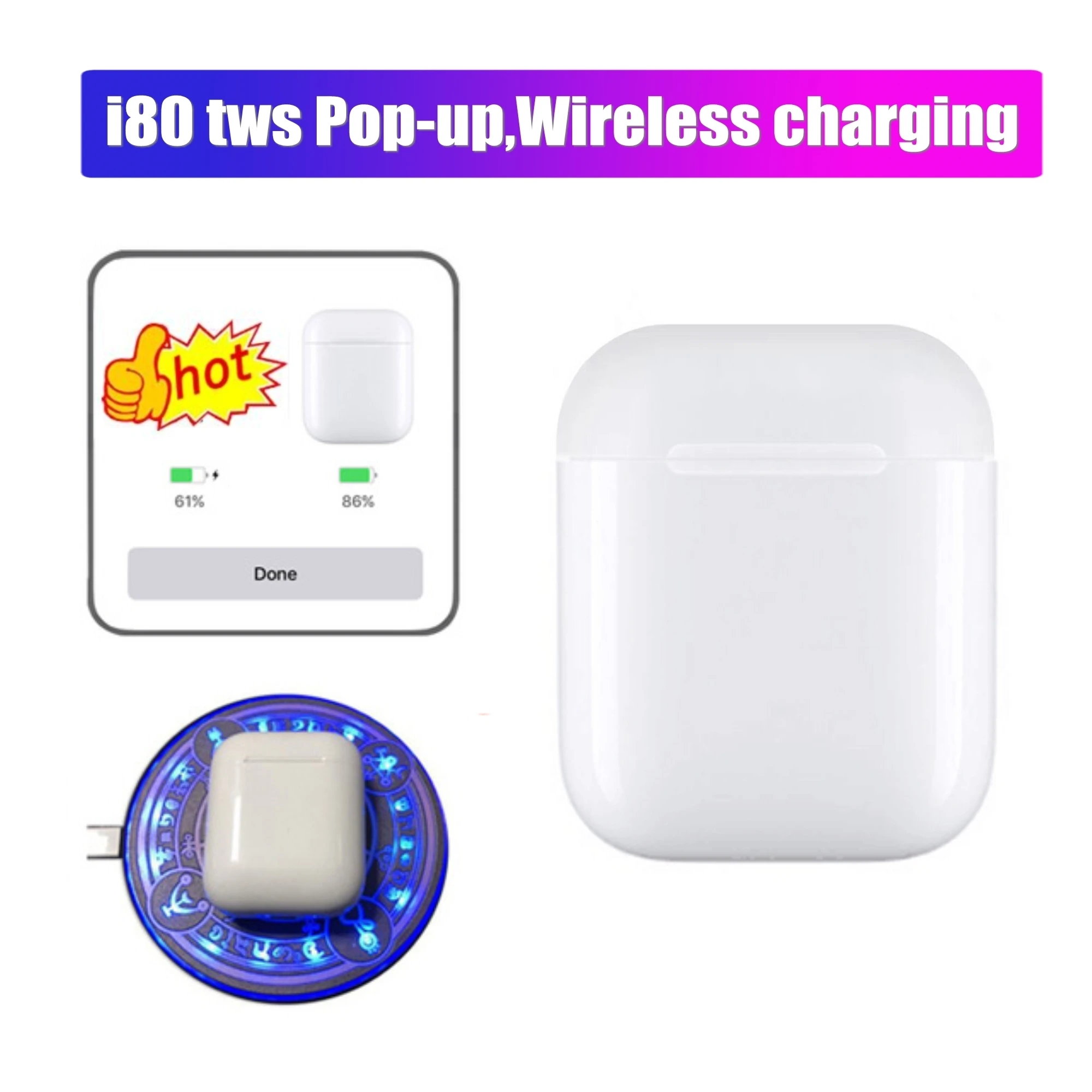 

POP-UP i80 TWS 6D Touch Contro Wireless Bluetooth Earphones PK i50 i60 i90 i100 TWS Sport Earbuds for apple xiaomi smart Phones