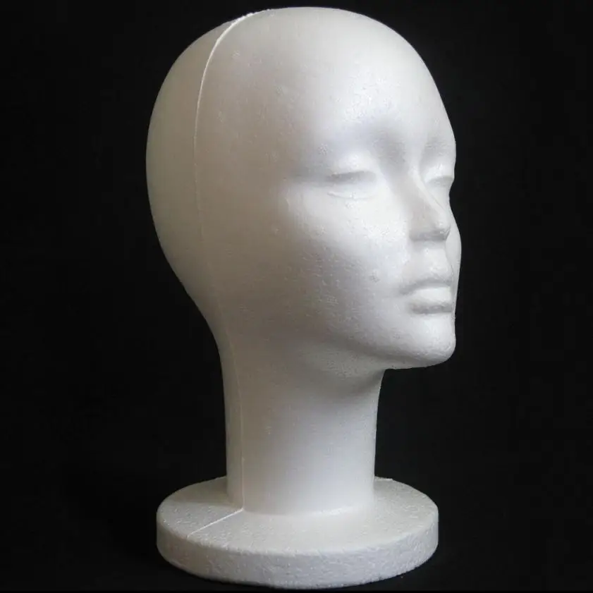 Set of 2pcs Mannequin Head Female Styrofoam Mannequin Manikin Head Model Foam Wigs Hair Glasses Display
