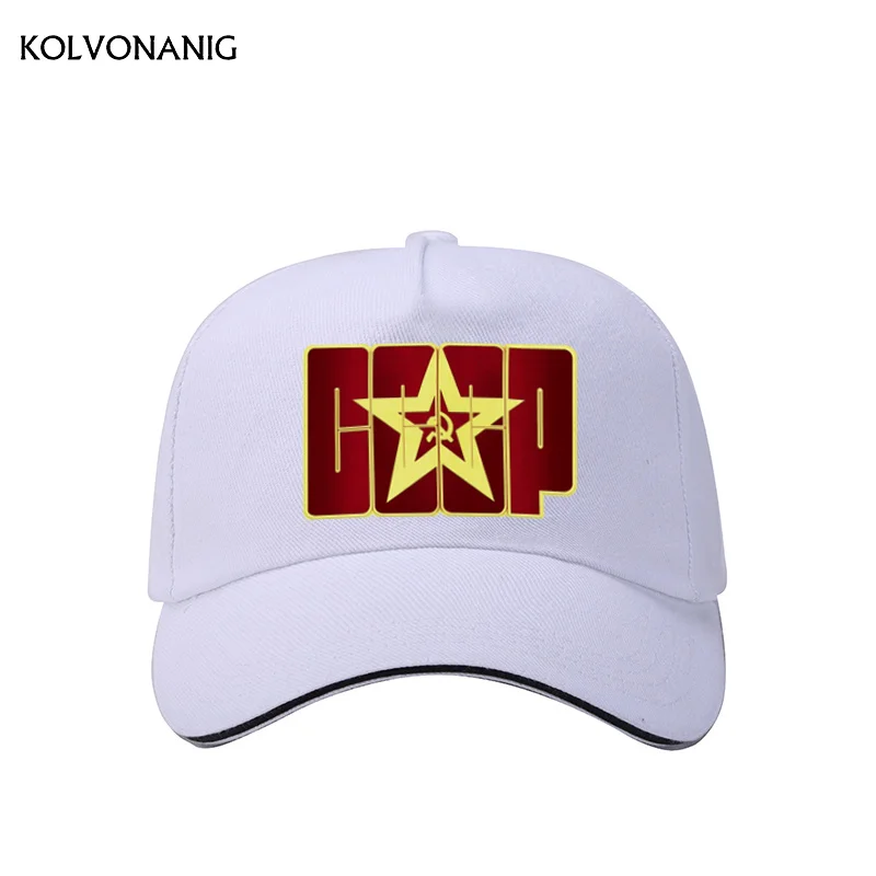 KOLVONANIG, новинка, CCCP, СССР, Россия,, стильная бейсболка с принтом, для мужчин и женщин, унисекс, высокое качество, кепки, шапки - Цвет: White