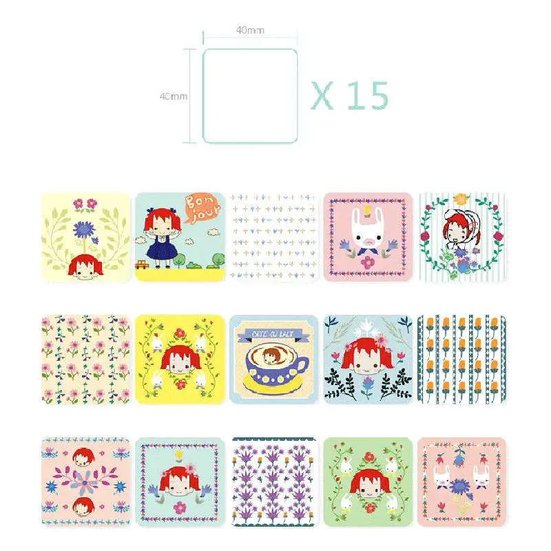 38 pcs/lot   for Kid Gift Diary Decoration Beautiful Cartoon Animal Flower Print Stickers Sticky Paper