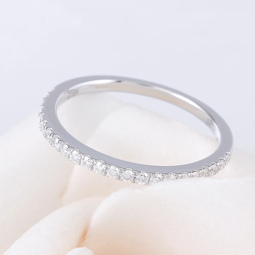 TransGem 14K 585 Белое Золото Половина Вечности свадьба с 23 шт. камень муассанит обручальное кольцо для женщин