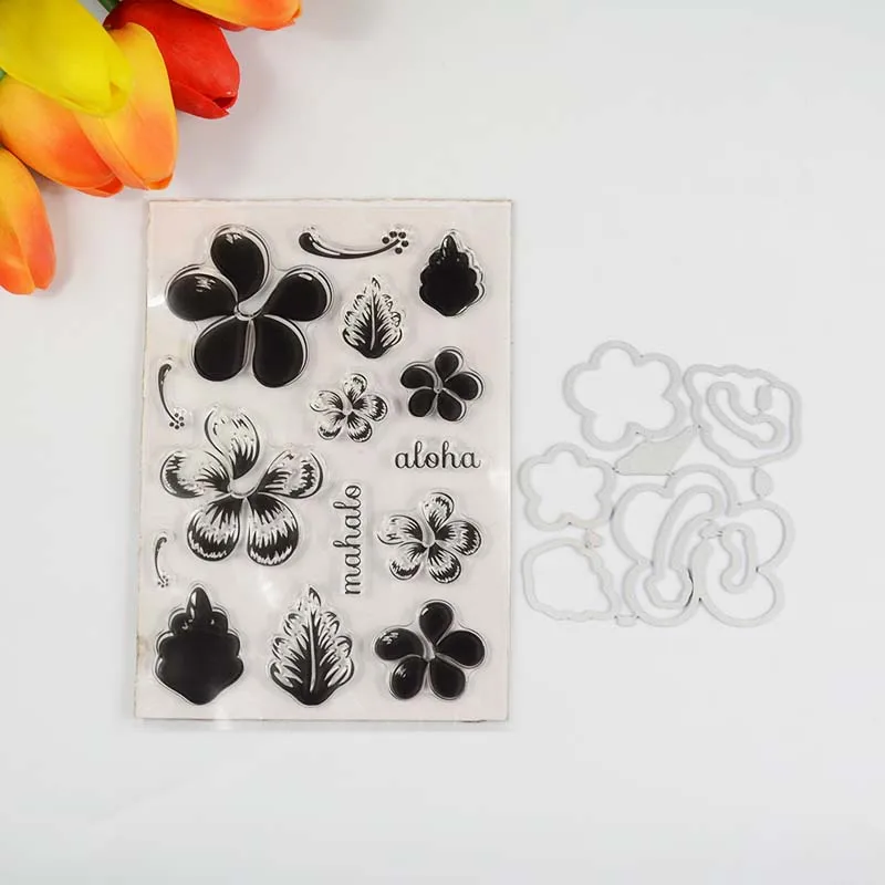 

Aloha flower Transparent Clear Stamp/coordinating die for DIY scrapbooking/photo album Card making stationery stamp supply
