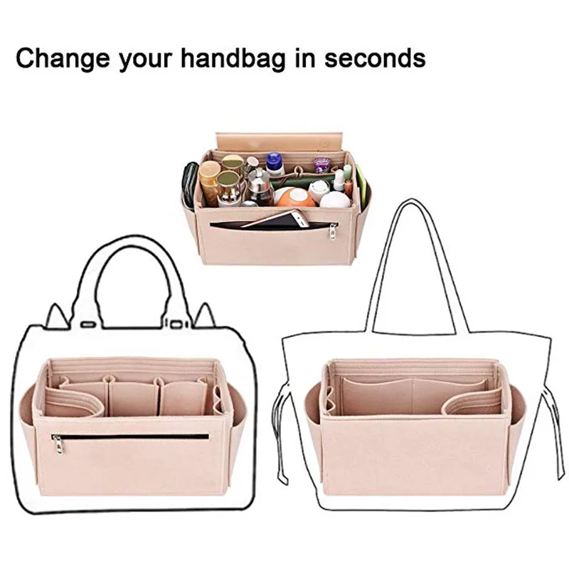 SPEEDY 25 30 35 Felt Cloth Insert Bag Organizer Makeup Handbag Organizer  Travel Inner Purse Portable Cosmetic Bags Never Full - AliExpress