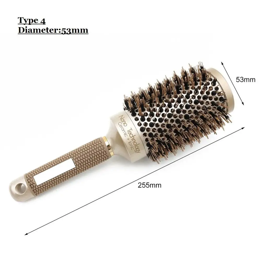 Керамическая алюминиевая щетка для волос круглая расческа нейлоновая щетина для волос Профессиональные парикмахерские расчески парикмахерская расческа для укладки золотистый - Цвет: type 4