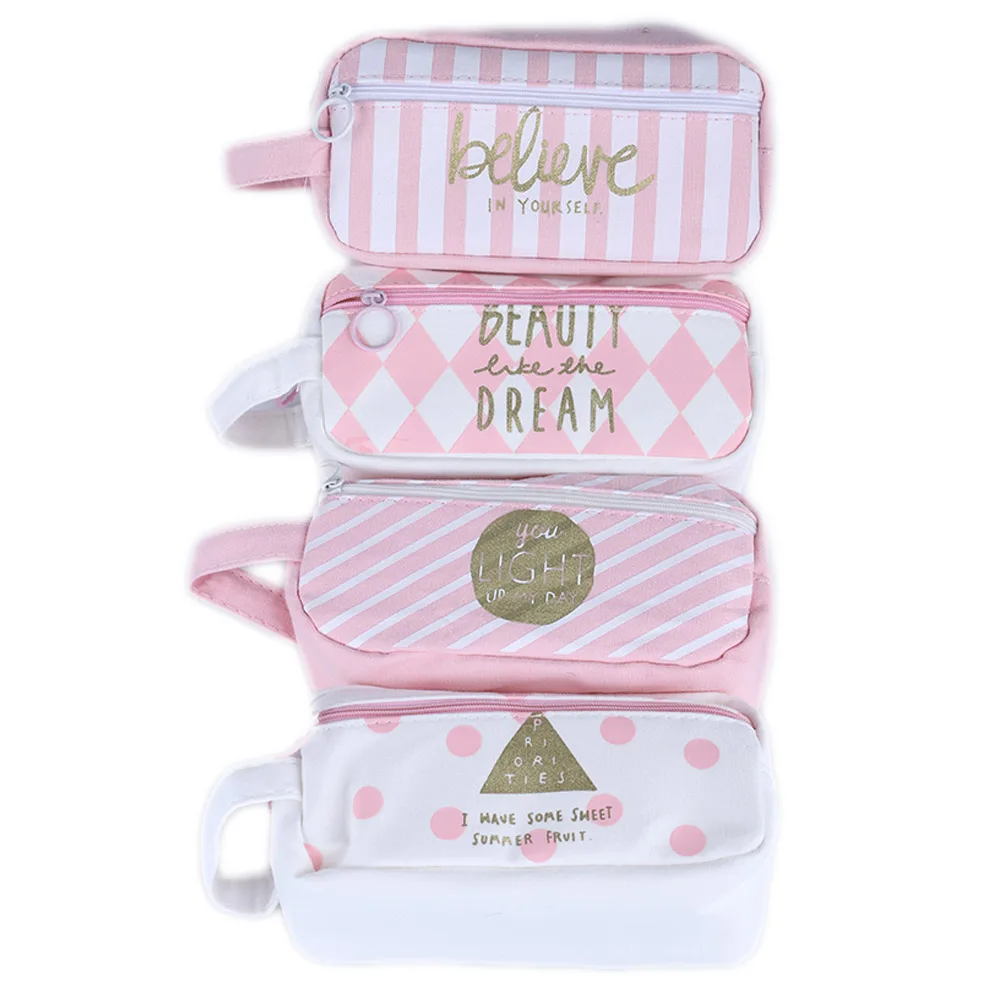 

1PC New Fashion Portable Canvas Pencil Case Large Capacity Pen Box Pouch Makeup Cosmetic Bag School Stationery Supplies