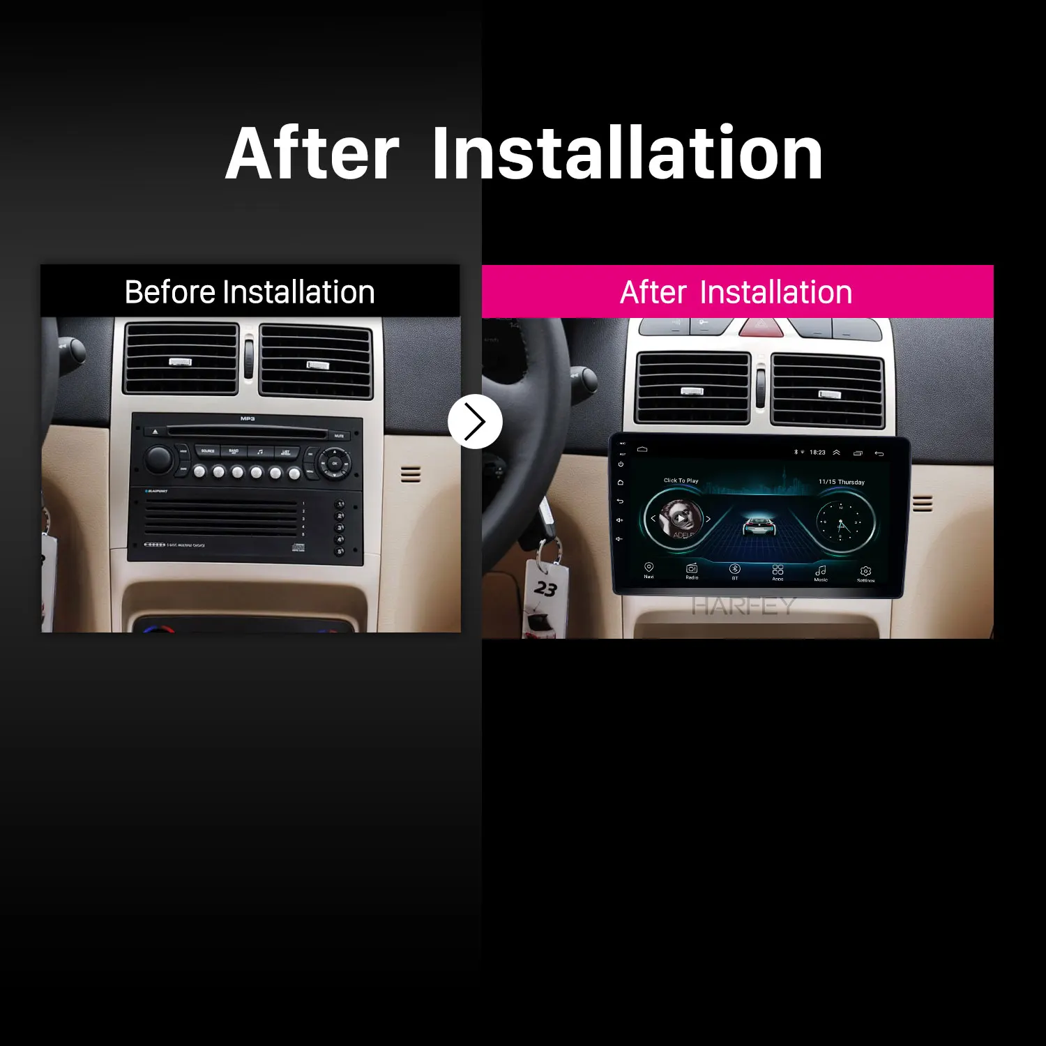 Excellent Harfey Android 8.1 2 din GPS car Radio for Peugeot 307 2001-2008 WIFI 9 inch HD Touchscreen support Carplay Rearview camera 5