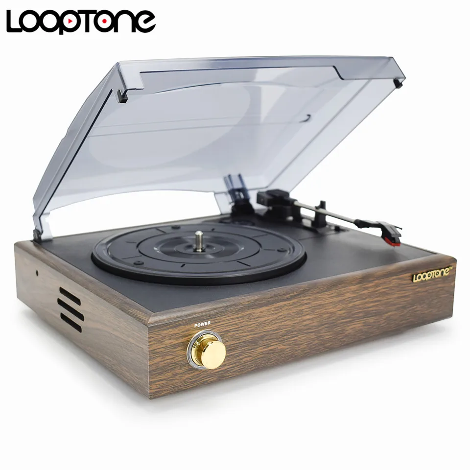 LoopTone Nostalgic Belt Drive Turntable Vinyl LP Record Player W/ 2 Built in Speakers 33/45