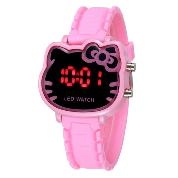 Простой бренд светодиодный Hodinky детские часы кварцевые Мультяшные наручные часы для девочек силикагель часы Ceasuri Saat Relogios infantis - Цвет: Розовый