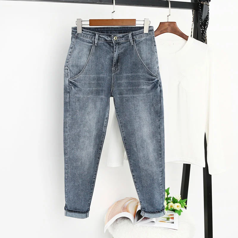 

5XL Jeans Women With High Waist Harem Pants Casual Boyfriend Jeans Female Streetwear Vintage Plus Size Mom Jeans For Women Q1286