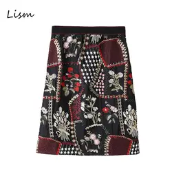 LISM Винтаж Вышивка каймы для женщин, с эластичным поясом Юбка Новинка 2019 года пикантные короткие летние юбка карандаш модная уличная тюль