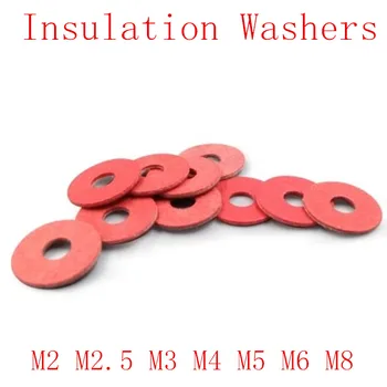 

100pcs M2 M2.5 M3 M4 M5 M6 M8 Steel Pad Insulation Washers Red Steel Paper Meson Gasket Spacer Insulating Spacers