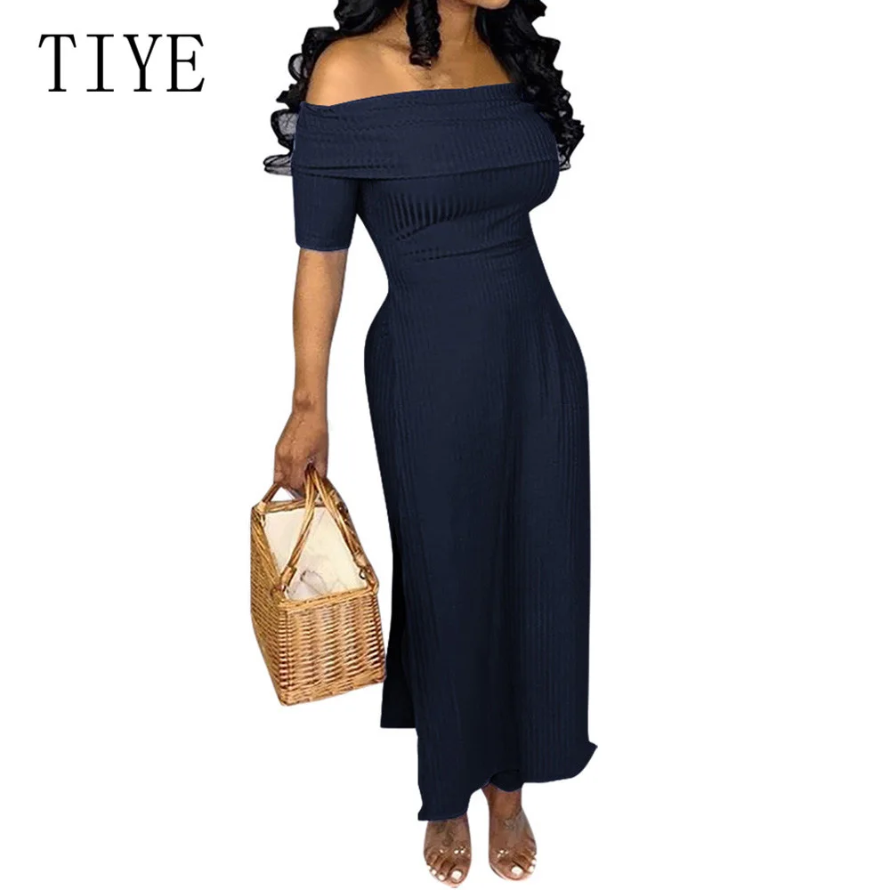TIYE Women's Off Shoulder Wrapped Chest Fashion Split-length Jumpsuits Summer New Arrival Casual Long Romper Playsuits Female TIYE Women's Off Shoulder Wrapped Chest Fashion Split-length Jumpsuits Summer New Arrival Casual Long Romper Playsuits Female