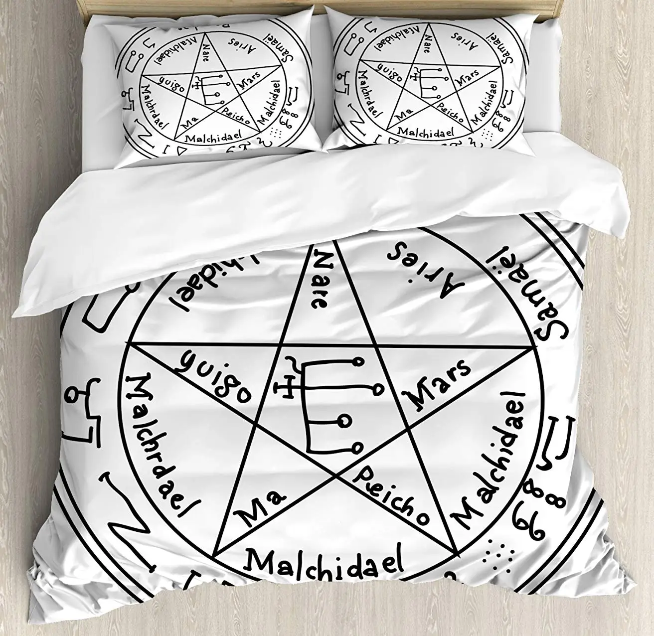 

Occult Duvet Cover Set Minimalist Ancient Magic Symbol with Dated Shape and Motif Old in New Art Print 3 Piece Bedding Set