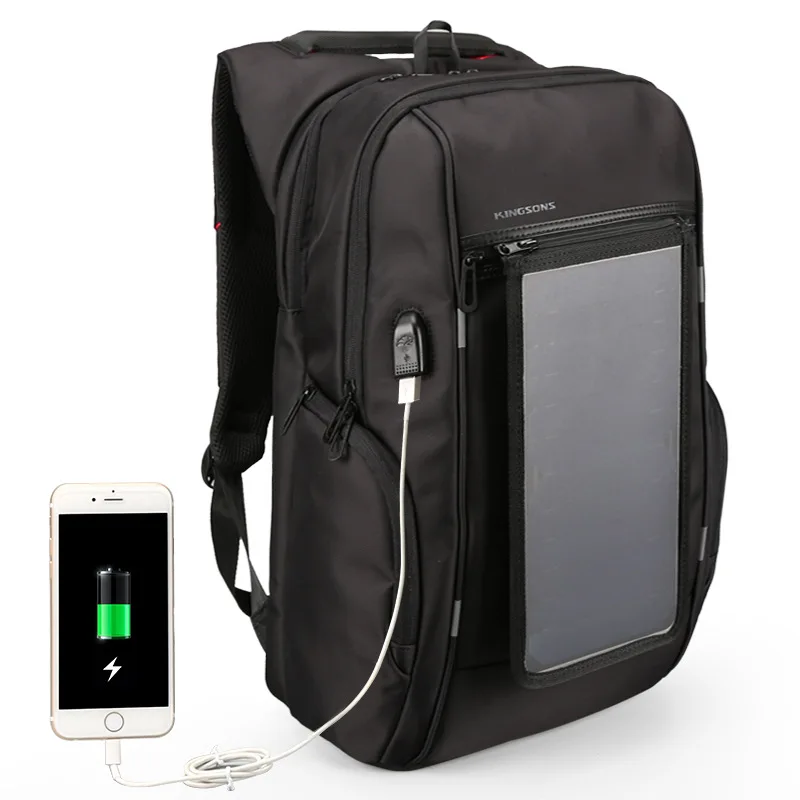 

USB Solar Charging Backpack USB Charge 15.6inch Laptop Bag Travel Business Men Backpack Boy Colleges Schoolbag Mochila Feminina