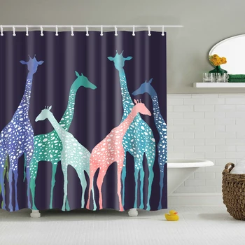

Waterproof polyester bathroom curtain Long Blackout Curtain For Shower room long 180x200cm 3D Animal Shower curtain cortina