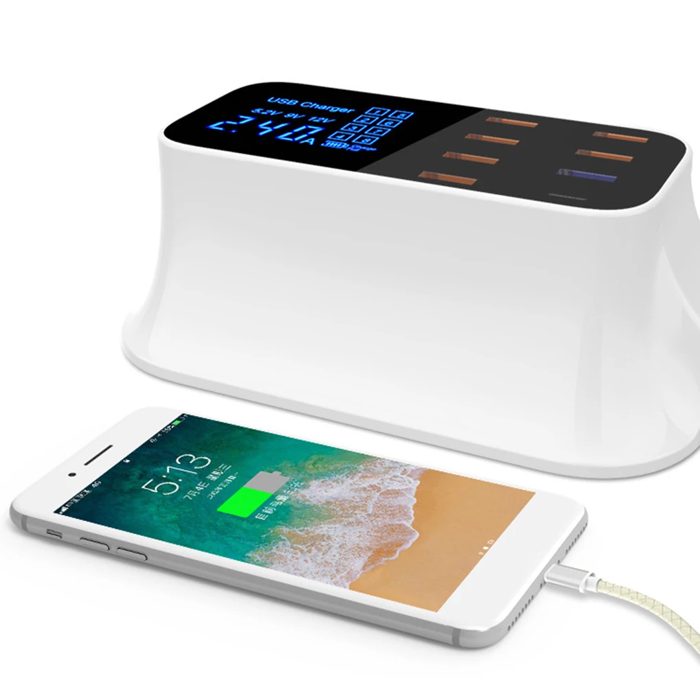 

Smart Mobile Phone LED Display USB Charger Portable Multi Port Rapid Charger 8 Port USB Socket Charger