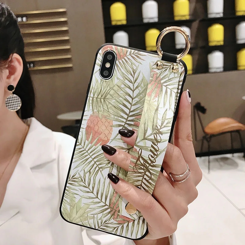 

Wrist Strap Phone Holder Case For Samsung Galaxy A10 A20 A30 A40 A50 A60 A70 M20 Floral Flower Soft Silicone Case Cover
