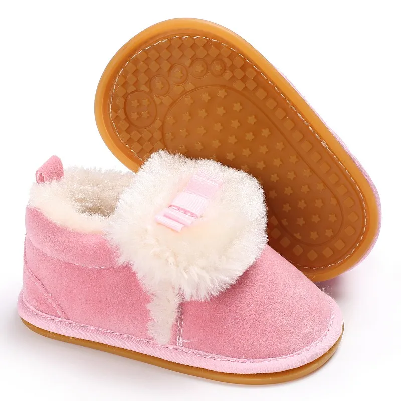Для маленьких мальчиков обувь для девочек осень-зима Обувь для малышей Дети милые галстук-бабочку добавить плюшевые теплые детские Обувь