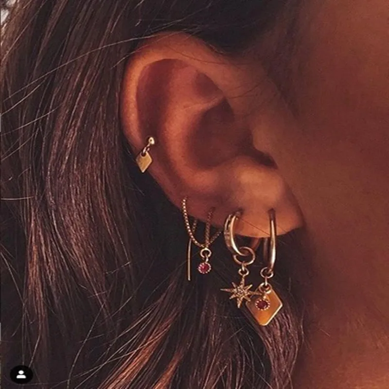 

Hoop Earrings Gold Hoop Earrings for Women silver black tiny star Hoop Earrings party gifr for girls women