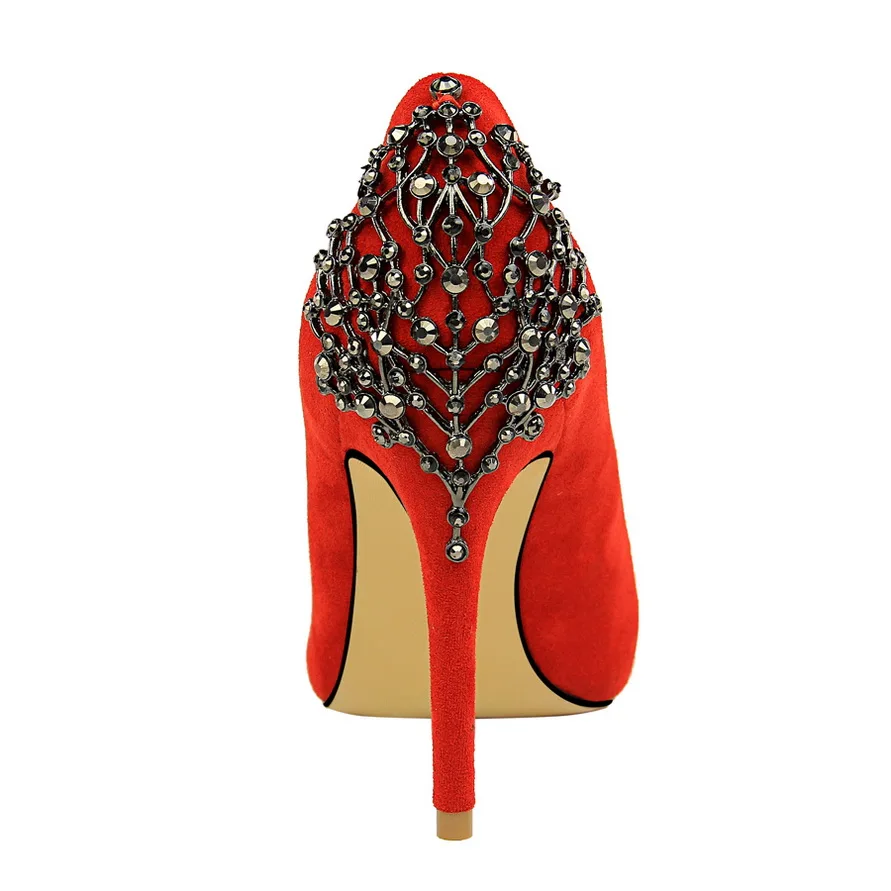 Women high heels Party wedding shoes 2019 crystal string bead Glitter pumps Elegant Sexy pump Dance club Flock red pointed toe Women high heels Party wedding shoes 2019 crystal string bead Glitter pumps Elegant Sexy pump Dance club Flock red pointed toe