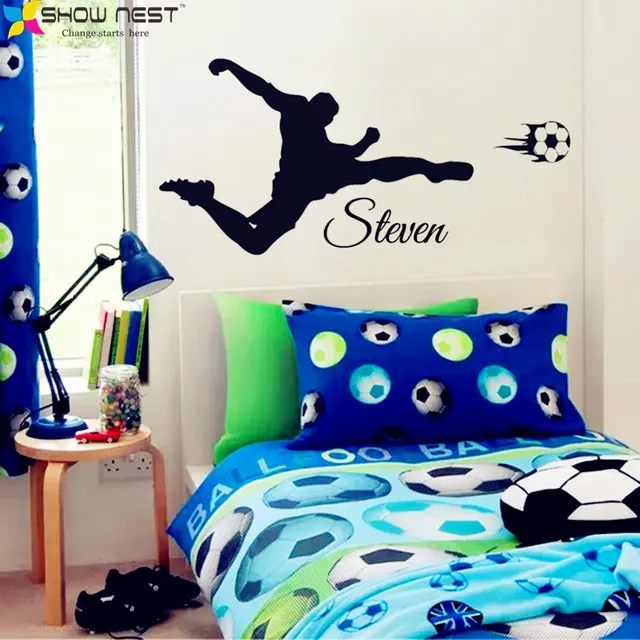 Football Wall Sticker Mural Decoration Customization Boy Names Football Wall Sticker Mural Decoration Customization Boy Names Stickers Home Decor Soccer Decals
