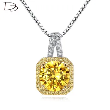 DODO Gorgeous Yellow Austrian Crystal Necklace For Women Box Chain Classic Square CZ Stone Fashion Jewelry Wedding Bijoux N166Y