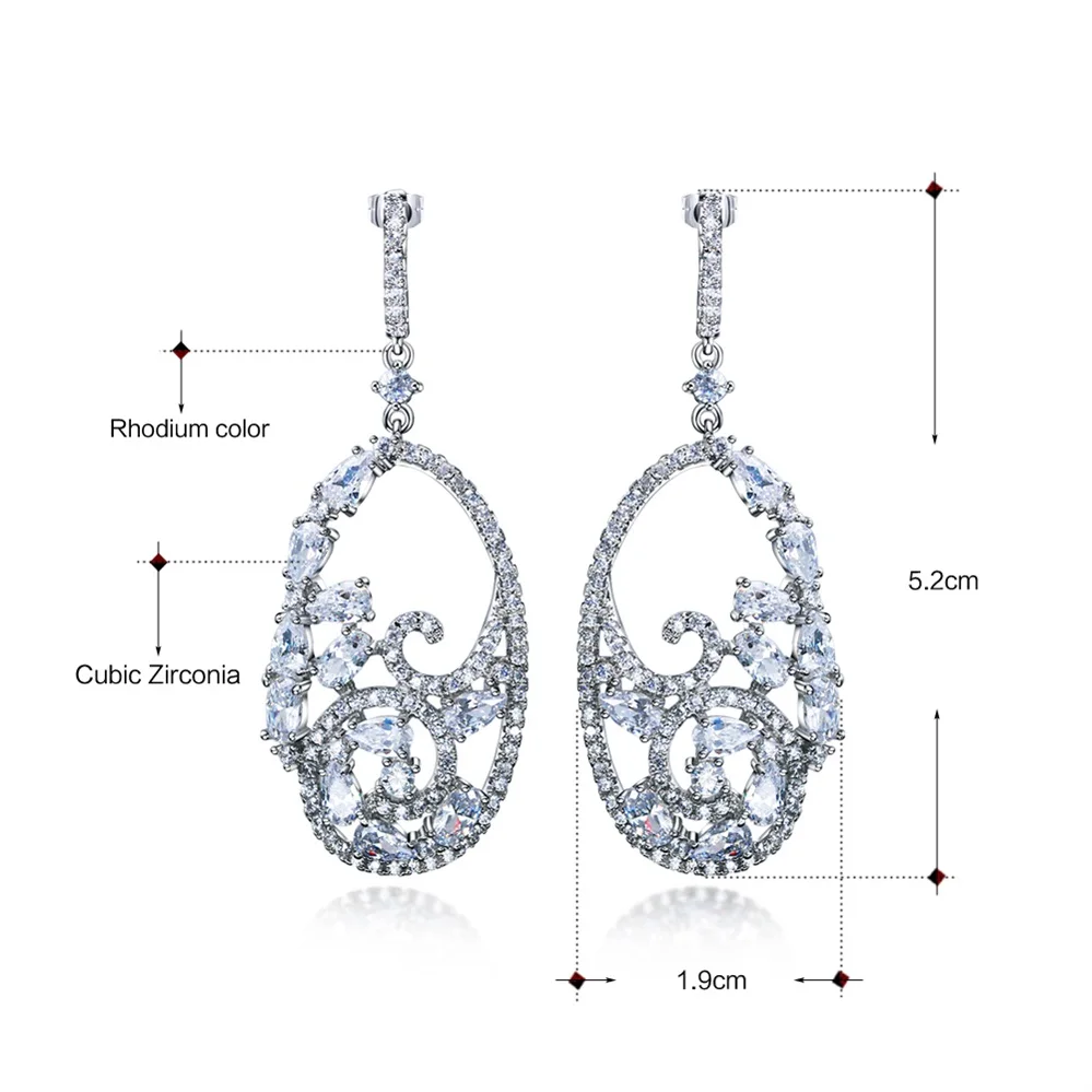 New elegant women's earring White/Gold color jewelry shiny jewellery drop earrings for bridesmaid