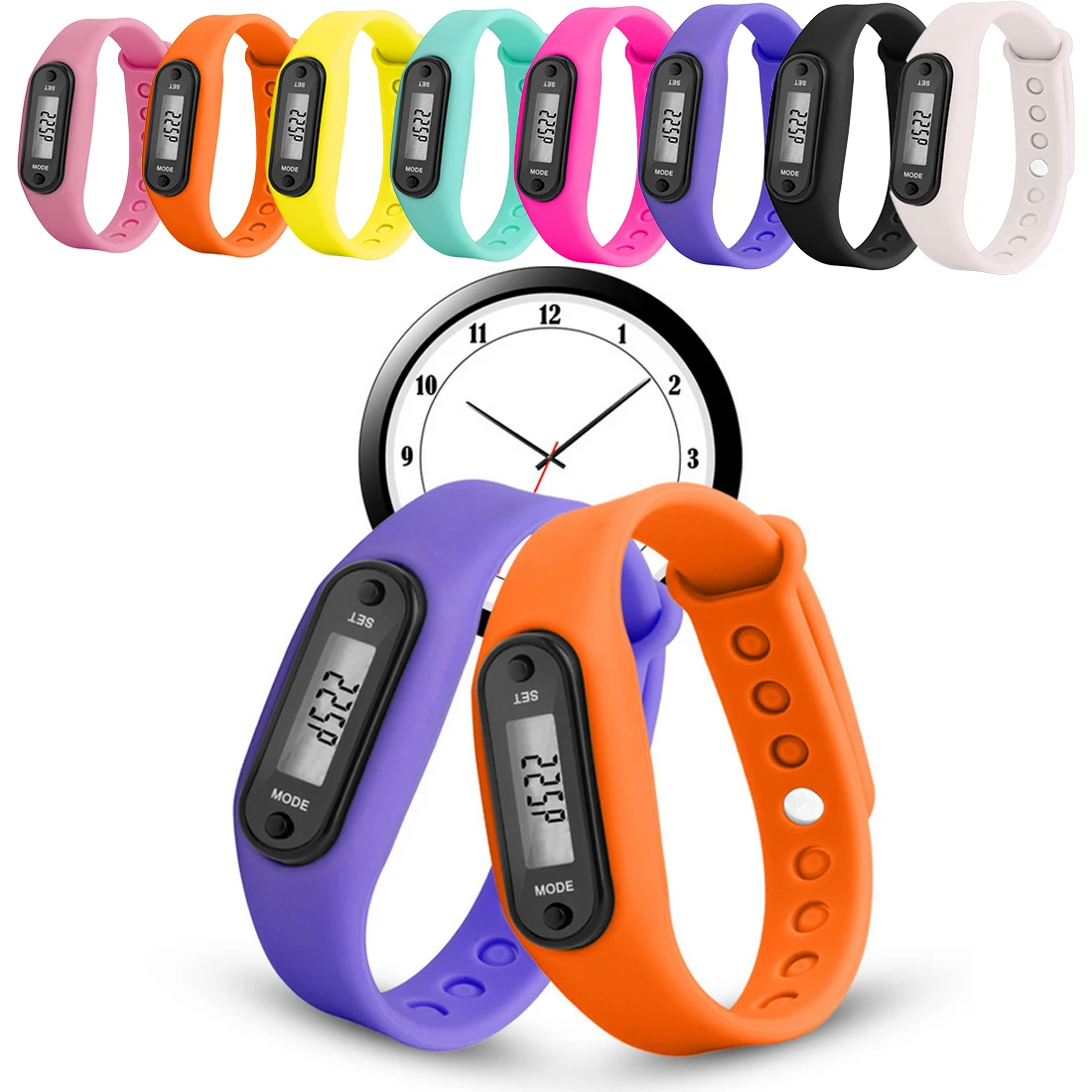 

Silicone Fitness Watch Bracelet Digital LCD Wristband Pedometer Running Walking Distance Calorie Counter Wrist Sport Tracker