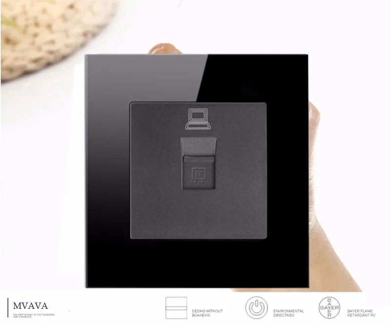 MVAVA Китай производитель кнопочный роскошный черный хрустальный стеклянный настенный светильник розетка сетевая компьютерная розетка