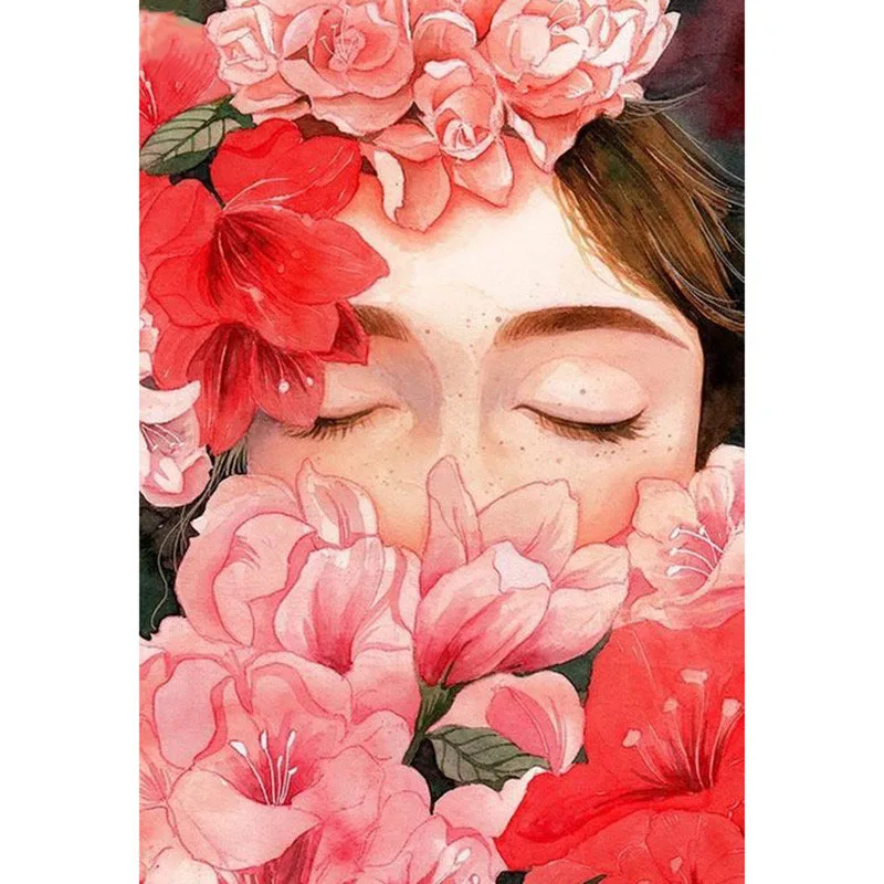 

Handmade Diamond Embroidery New 5D Diy Diamond Painting Flower Face Pattern Cross Stitch Diamond Mosaic Needlework Home Decor