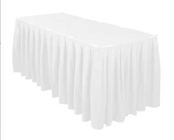 

HK DHL Event Party Wedding 17 ft./500cm Accordion Pleat Polyester Rectangular Table Skirt Royal White, 5/Pack