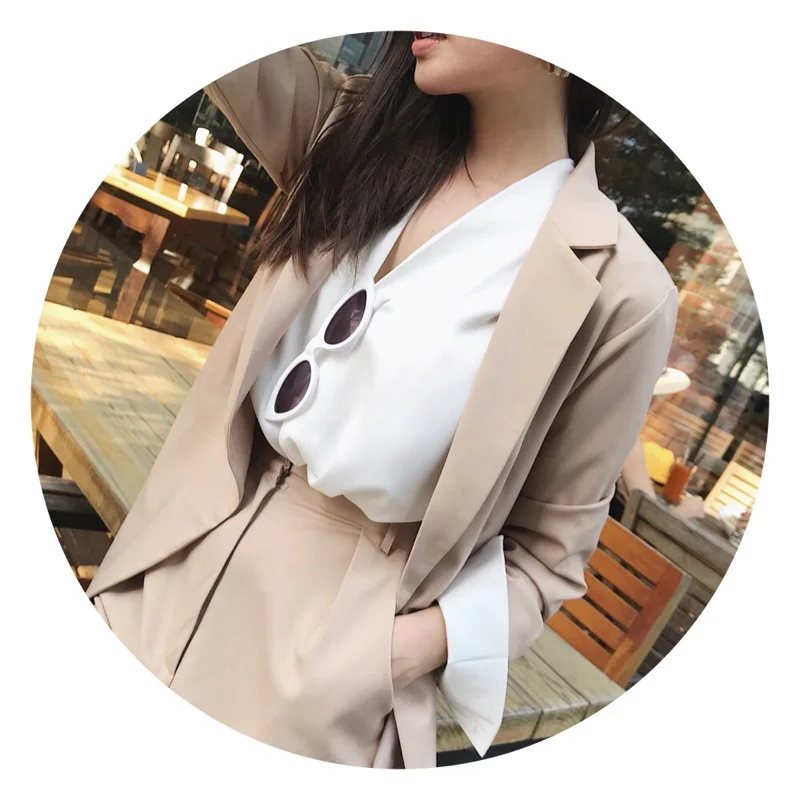  Deep V-Neck Women Shirt Pure Color Tops Autumn Summer Spring Female Long Sleeve Elegant Office Lady