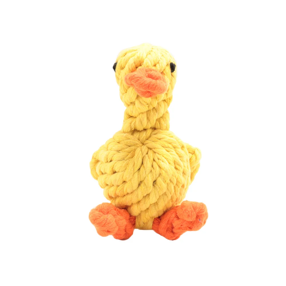 

Lovely Pet Dog Toys Cotton Durable Hand Braided Knot Rope Duck Shape Pet Toy Dog Training Chew Toys