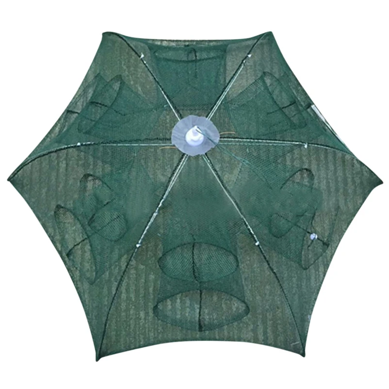 Folded Portable Hexagon 4-16 Holes Automatic Trap Fishing Net Fish Shrimp Minnow Crab Baits Cast Mesh Trap #FS#4MY10 (2)
