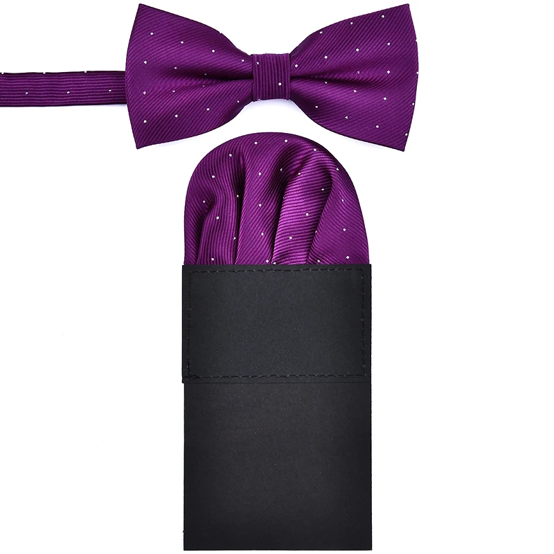 

Wedding Solid Men Paisley Polyester Silk Necktie Tuxedo Bow Tie Pocket Towel Square Handkerchief Set Party