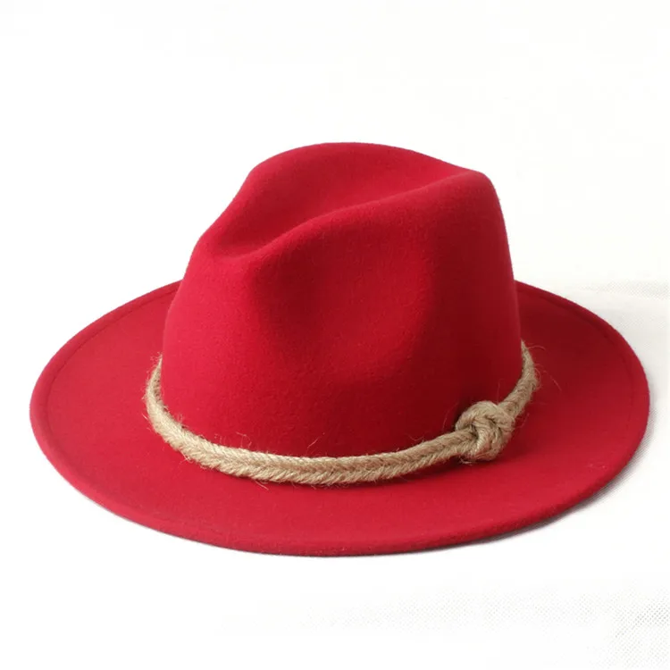 Новая мода Мужские Женские Chapeu Feminino Fedora шляпа для джентльмена с широкими полями лен джаз церковная Кепка Панама Федора топ шляпа от солнца 20 - Цвет: Red