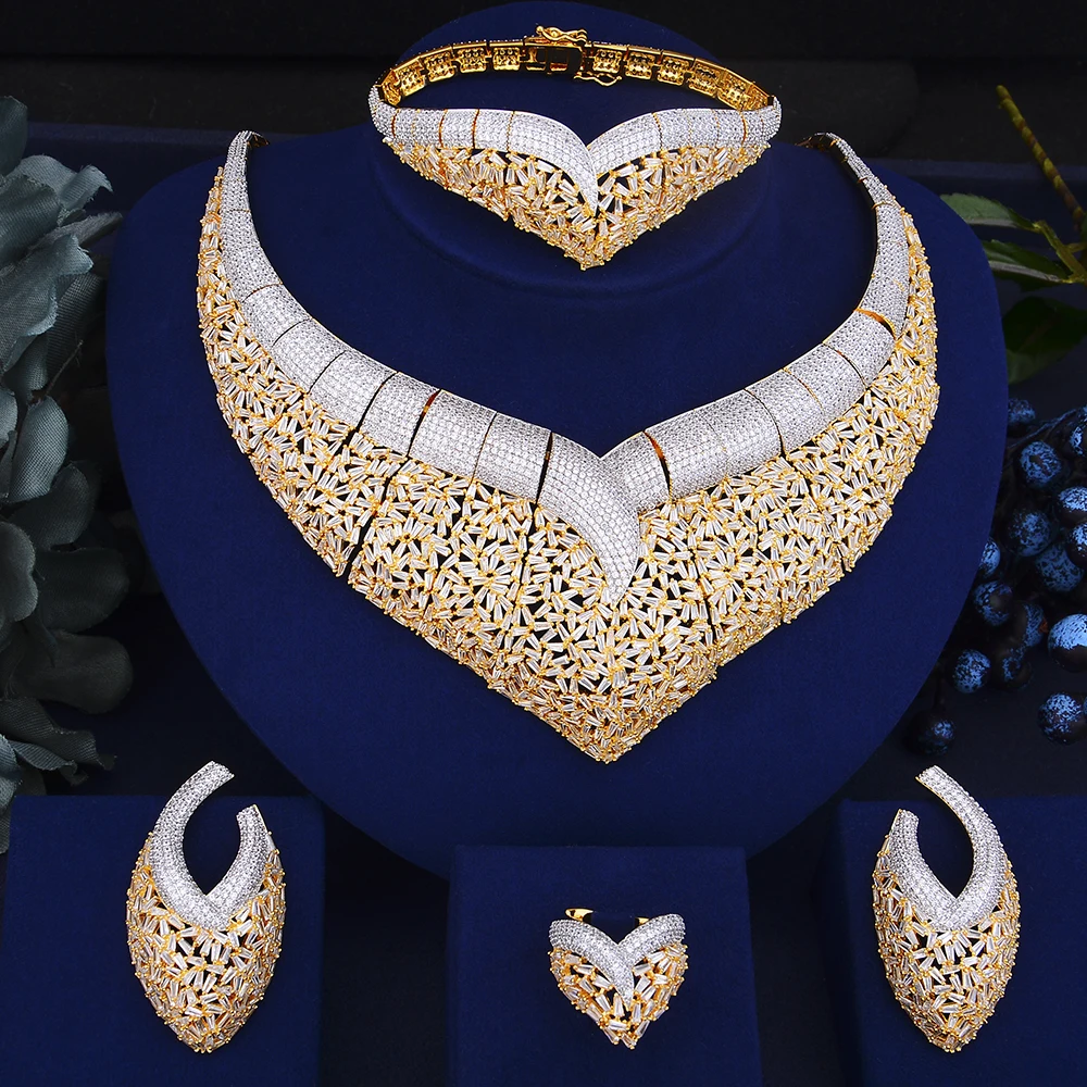 

GODKI Trendy Luxury Geometry African Necklace Earring Set Jewelry Set For Women Wedding Zircon CZ Dubai Bridal jewelry Set 2019