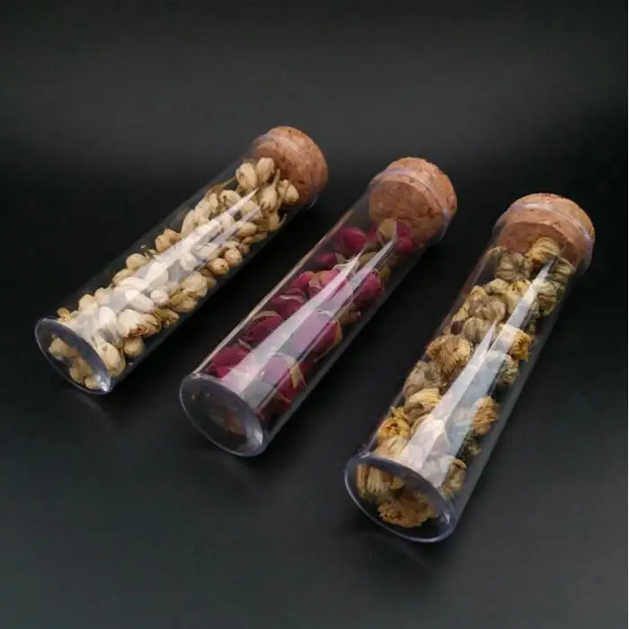 

50pcs/set 30x115mm Flat BottomTransparent Lab Empty Plastic Test Tube With Cork Stoppers Laboratory School Educational Supplies