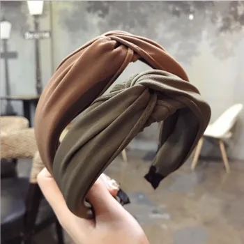 2019 New Spring Hairband Women Cotton Knotted Headband Vintage Turban Hair Accessories Wideside Knot Solid Headwear 1