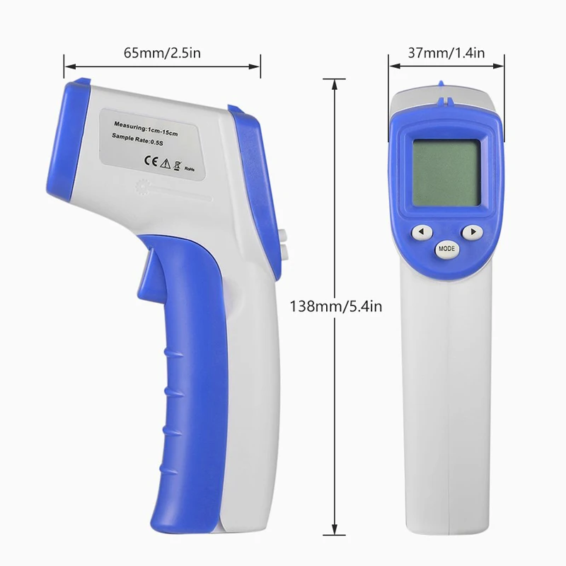 Цифровой термометр инфракрасный Детский Взрослый лоб Бесконтактный портативный ручной инфракрасный термометр для тела с ЖК-подсветкой