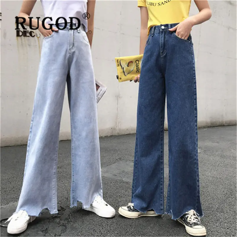 RUGOD, новые модные узкие джинсы с высокой талией, Корейская версия, свободные, широкие, женские джинсы, Ретро стиль, flash pantalones, vaqueros mujer