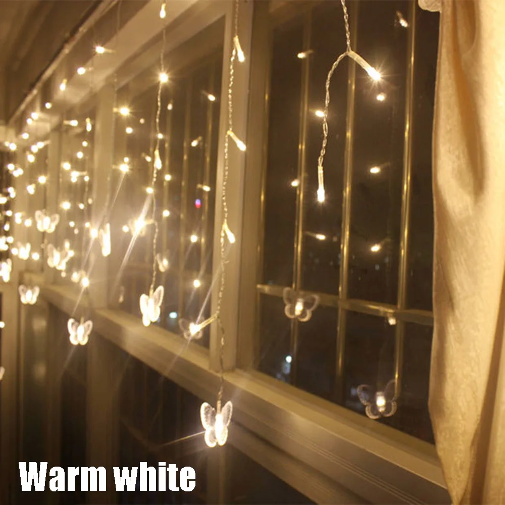 48 LEDs LED Butterfly led string 315CM*50CM AC220V Waterproof Curtain holiday Lights Christmas new year Garland Wedding Decor UW 48 LEDs LED Butterfly led string 315CM*50CM AC220V Waterproof Curtain holiday Lights Christmas new year Garland Wedding Decor UW