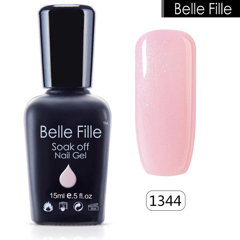 

Belle Fille Bling Glitter Gel Nail Polish Light Pink Bling Shining Nail Gel For UV LED Lamp Vernis Semi Permanent Gel Poliah Art