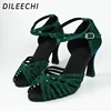 DILEECHI new Green flash Latin dance shoes adult women's Ballroom dancing shoes Samba shoes Sandals for  Ladies Heels 6cm 5cm ► Photo 3/6