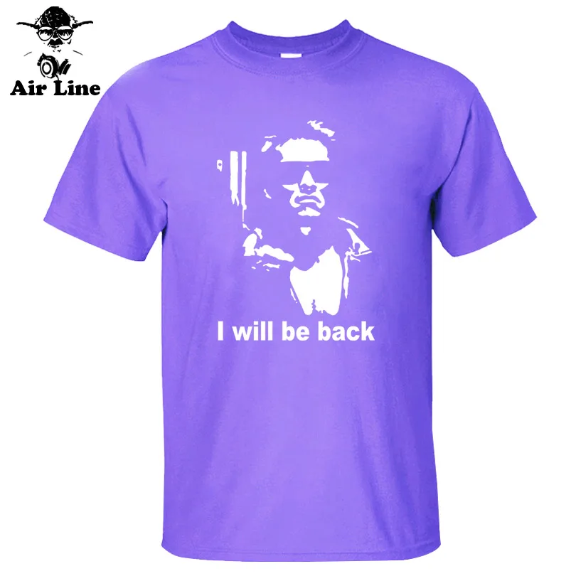 Летний Терминатор, Арнольд Шварценеггер я буду обратно Футболка Мужская хлопковая футболка с принтом с коротким рукавом - Цвет: 1